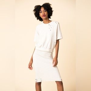 NSF Clothing - Gia Distressed Cotton Terry Dress in Gray - Size Small